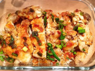 蒸し鶏のパリパリ焼き