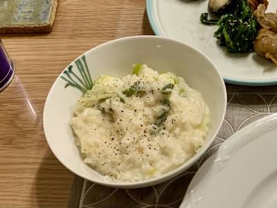ねぎと玄米のチーズリゾット