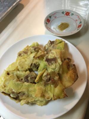 大根の皮と豚肉のフリット