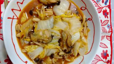 白菜とかきのオイスターソース炒め