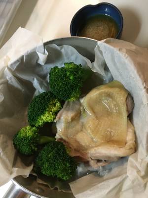 蒸し鶏のレモンしょうがだれ