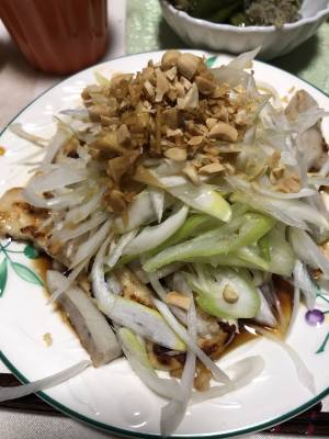 鶏ささ身とれんこんの香味ねぎだれ