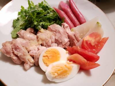 蒸し鶏のレモンしょうがだれ