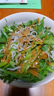 春菊とじゃこのごまあえ