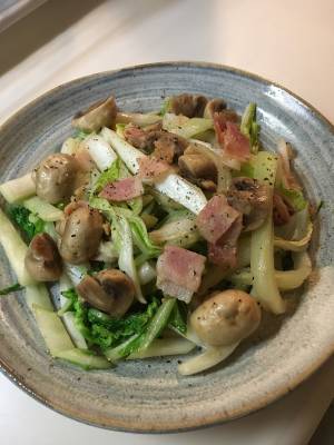 干し白菜ときのこのパスタ風