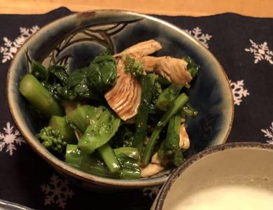 蒸し鶏と菜の花のあえ物