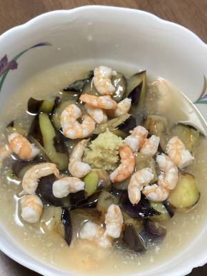 えびとなすのしょうがあんかけ