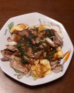ねぎたっぷり!肉卵炒めオイスターあんかけ