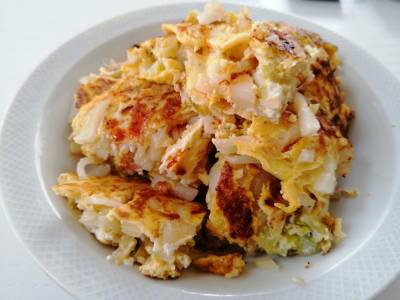 白菜漬けともやしの卵焼き