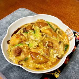 鶏とねぎすき煮卵とじ