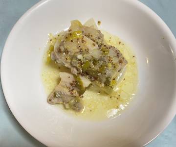 大根と豚バラのねぎマスタードソース