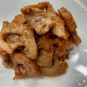 れんこんと豚肉のにんにくみそ炒め