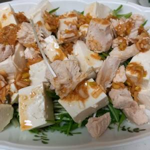 豆腐と水菜の中国風サラダ