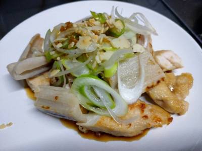 鶏ささ身とれんこんの香味ねぎだれ