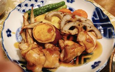 揚げさつまいもと根菜の甘酢あん