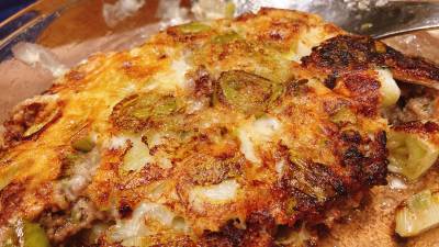 ねぎとひき肉のミルフィーユ