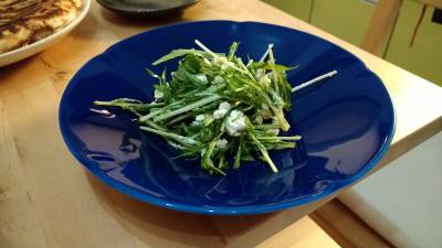 クリームチーズと水菜の柚子こしょうあえ