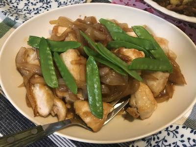 鶏むね肉と新たまねぎの照り煮