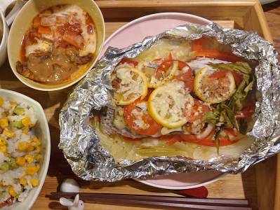 たいのイタリア風ホイル焼き