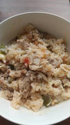 白菜と鶏肉の簡単リゾット 黄柚子風味