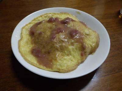 オープンオムライスの梅みそソース