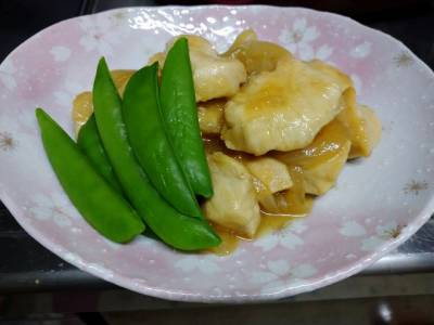 鶏むね肉と新たまねぎの照り煮