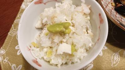そら豆とたいの炊き込みご飯