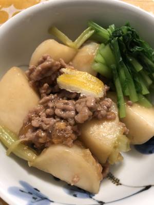 かぶの豚そぼろ煮