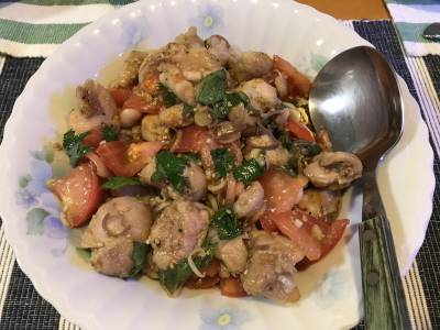 鶏とたっぷり薬味のトマト甘酢