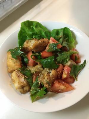 鶏とたっぷり薬味のトマト甘酢