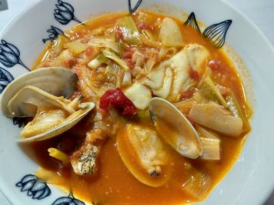 ねぎとたらのトマトスープ煮