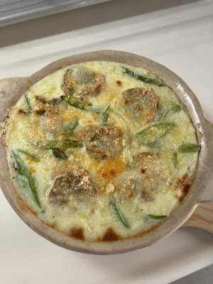 アスパラガスと帆立ての春グラタン