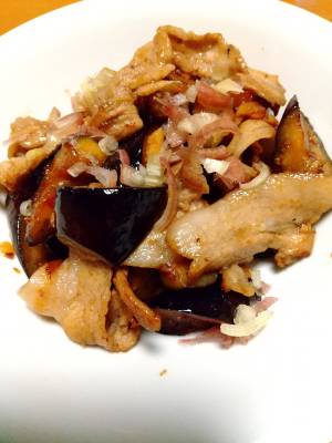 なすと豚バラのポン酢炒め