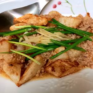 揚げ長芋のそぼろあん