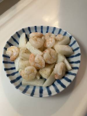 長芋とえびの炒め物