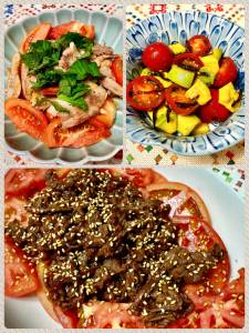 フレッシュトマトの甘辛牛のっけ