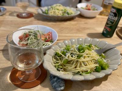 ししとうとレモンの冷たいパスタ