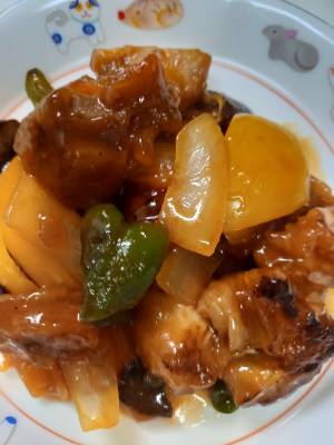 鶏肉のから揚げの酢豚風