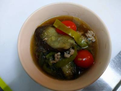 じゃばらなすとひき肉のとろみスープ