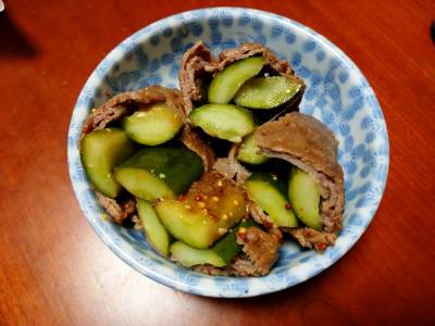 塩もみきゅうりの牛肉巻き