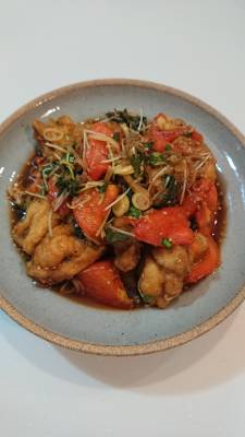 鶏とたっぷり薬味のトマト甘酢