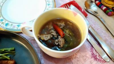 じゃばらなすとひき肉のとろみスープ