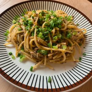 オイルサーディンの和風スパゲッティ