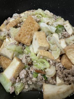 キャベツと厚揚げのみそ炒め