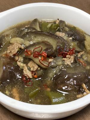 じゃばらなすとひき肉のとろみスープ