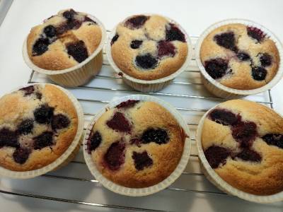 冷凍フルーツとあんこのマフィン