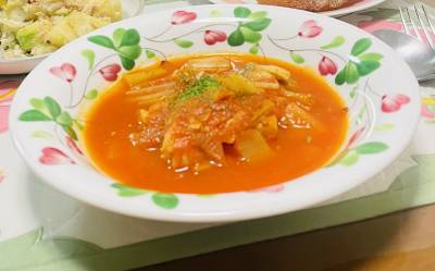 ねぎとたらのトマトスープ煮