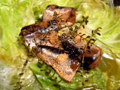 味つきいわし缶とキャベツの蒸し煮