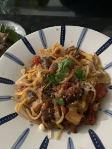 なすとトマトのパスタ