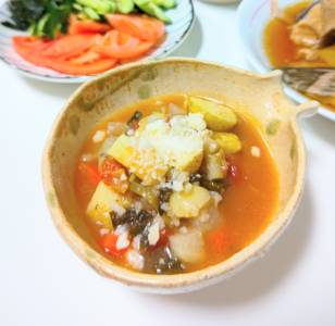 ねぎと根菜のミネストローネ